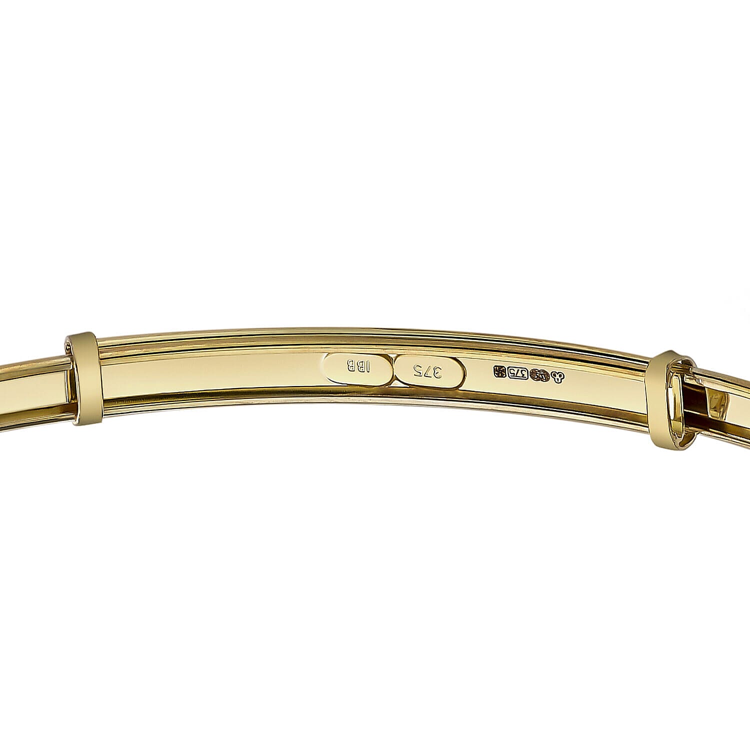 9K Yellow Gold Diamond Cut Star Pattern Expandable Bangle