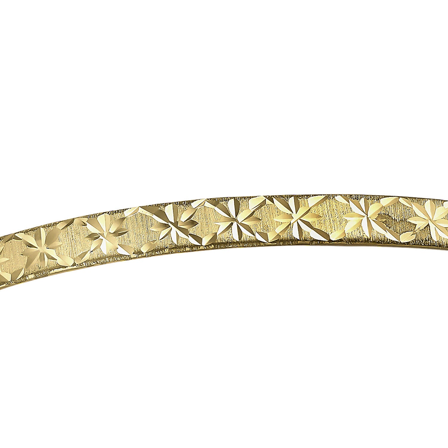 9K Yellow Gold Diamond Cut Star Pattern Expandable Bangle
