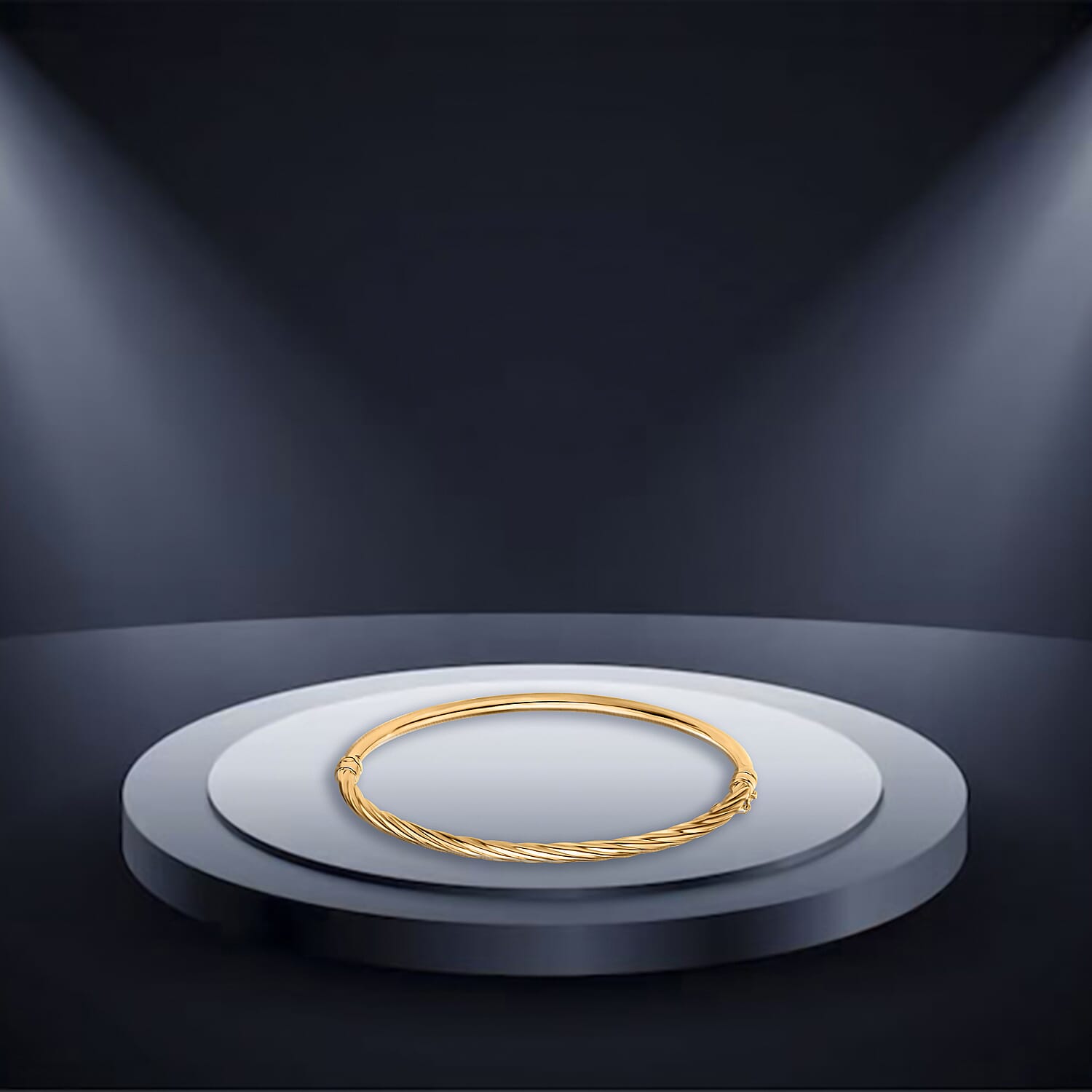 9K Yellow Gold 3mm Half Twist Bangle