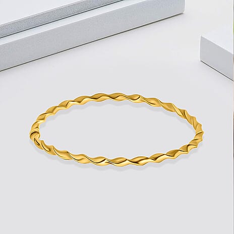 9K Yellow Gold Supreme Finish 8mm Round Twist Bangle