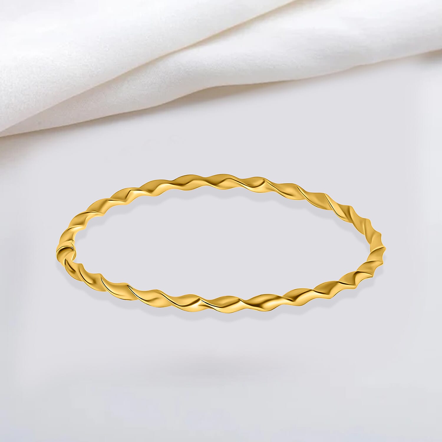 9K Yellow Gold Supreme Finish 8mm Round Twist Bangle