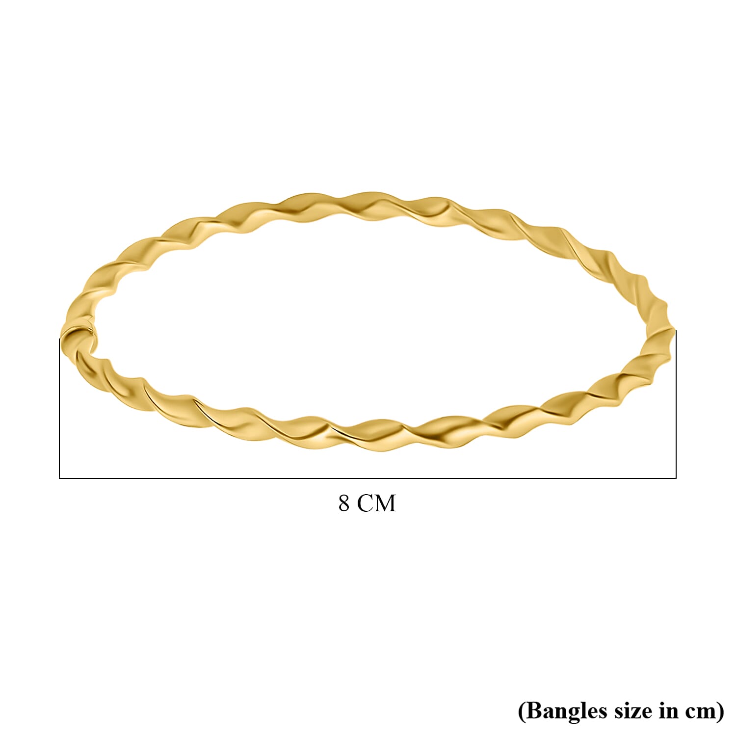 9K Yellow Gold Supreme Finish 8mm Round Twist Bangle