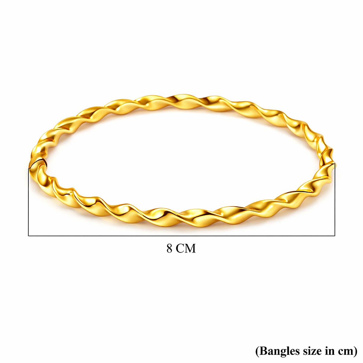 9K Yellow Gold Supreme Finish 8mm Round Twist Bangle
