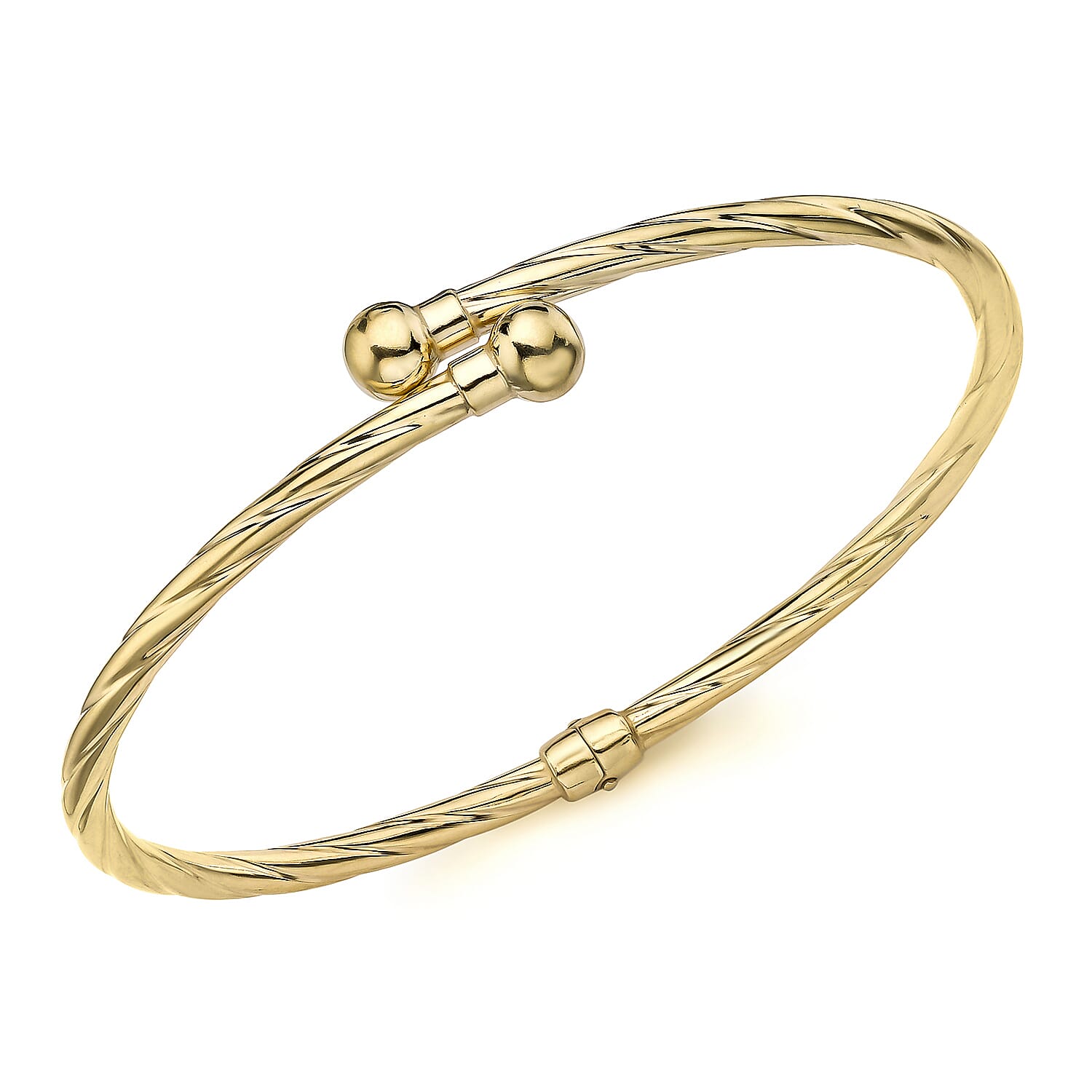 9K Yellow Gold 3mm Twist Crossover Bangle