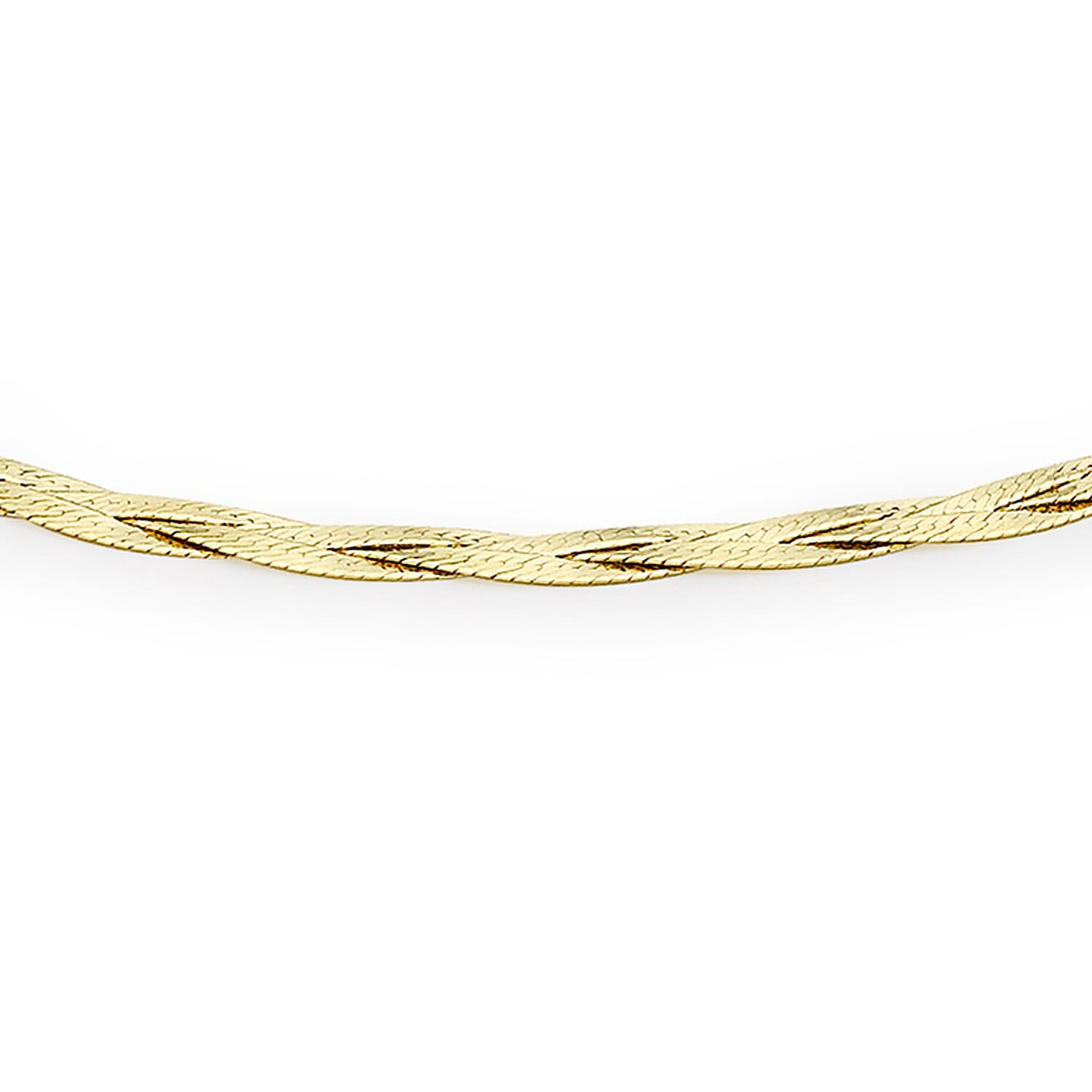 9K Yellow Gold Plait Fine Herringbone Bracelet 7 Inch