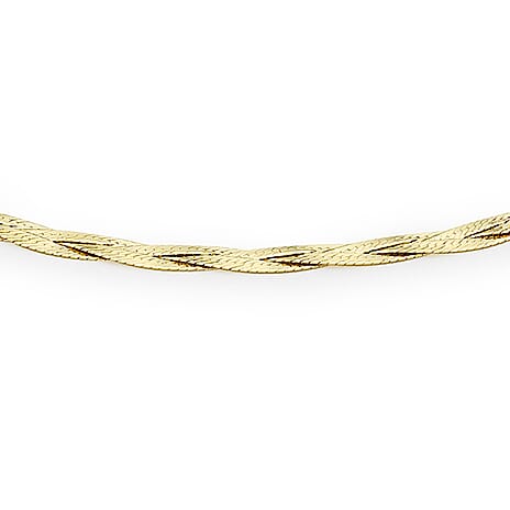 9K Yellow Gold Plait Fine Herringbone Bracelet 7 Inch