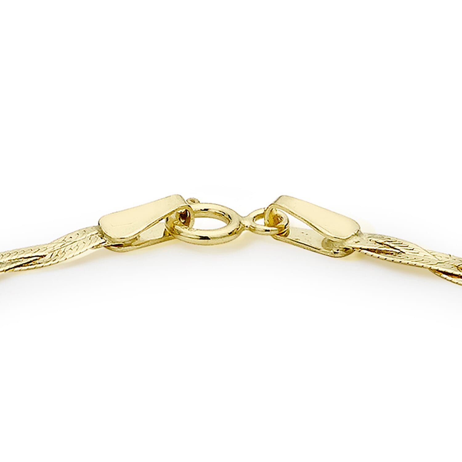 9K Yellow Gold Plait Fine Herringbone Bracelet 7 Inch