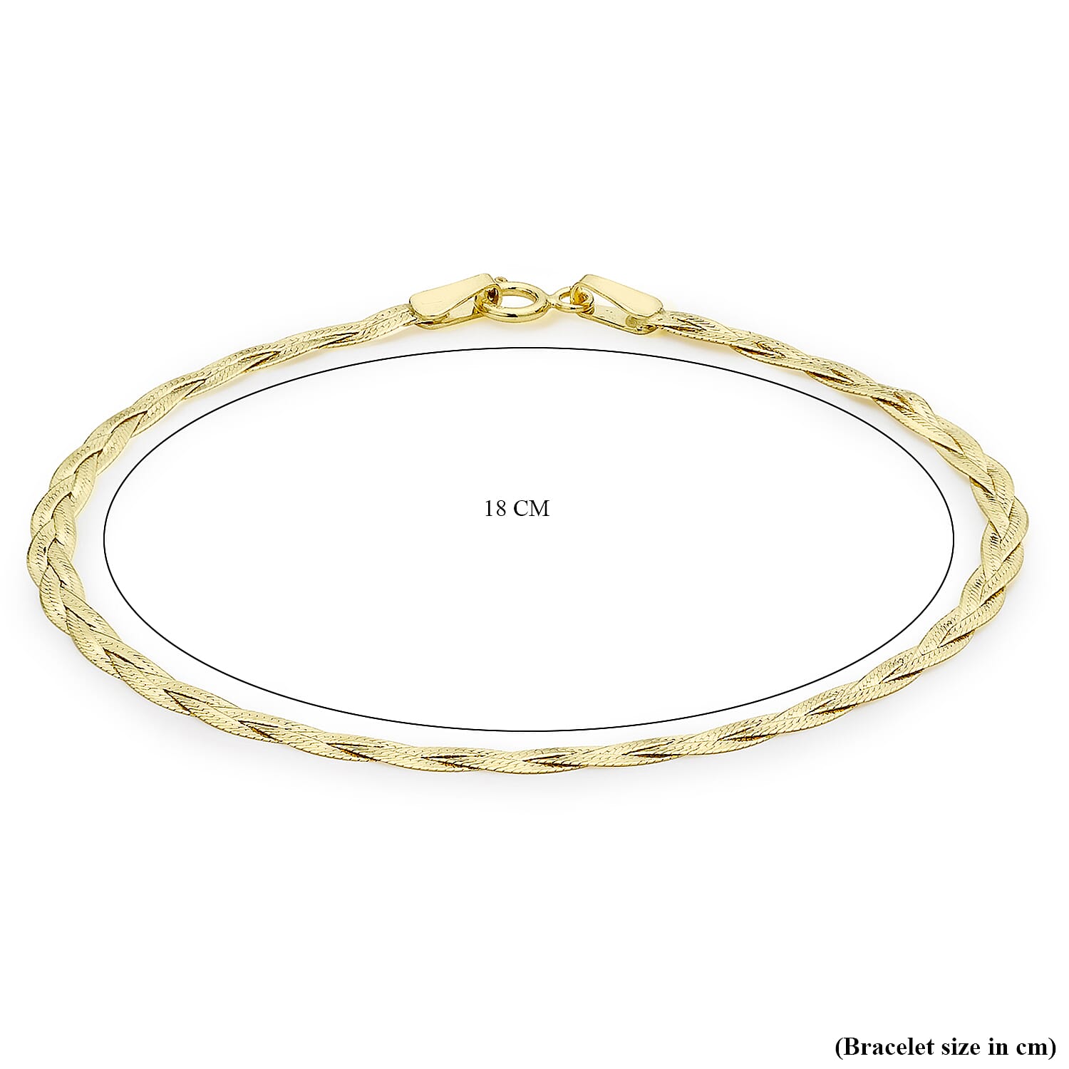 9K Yellow Gold Plait Fine Herringbone Bracelet 7 Inch