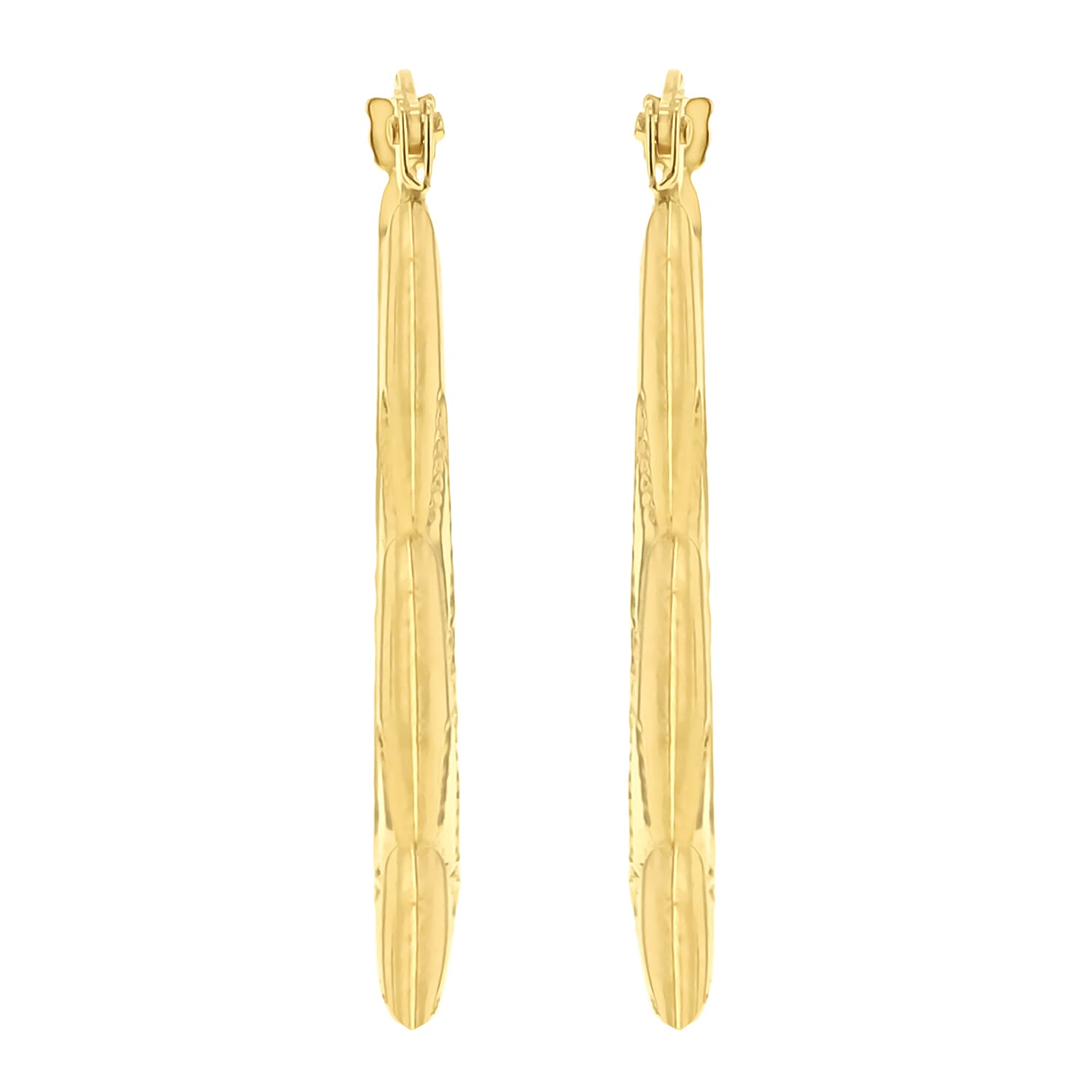 9K Yellow Gold 28mm x 29.5mm Patterned Creole Earrings