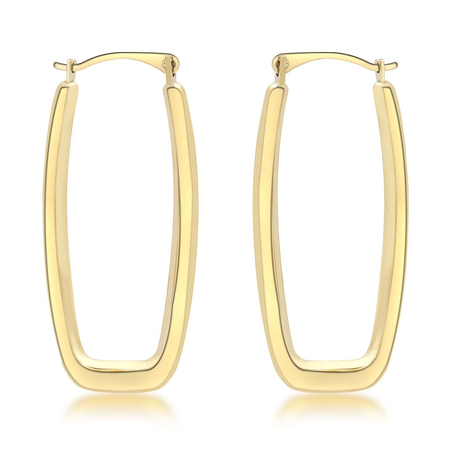 9K Yellow Gold 14mm x 32mm Rectangle Shaped Creole Earrings