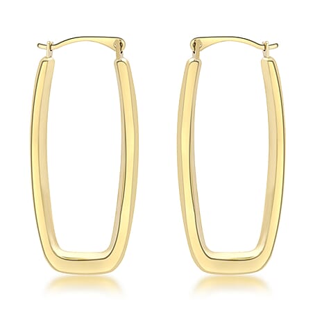 9K Yellow Gold 14mm x 32mm Rectangle Shaped Creole Earrings
