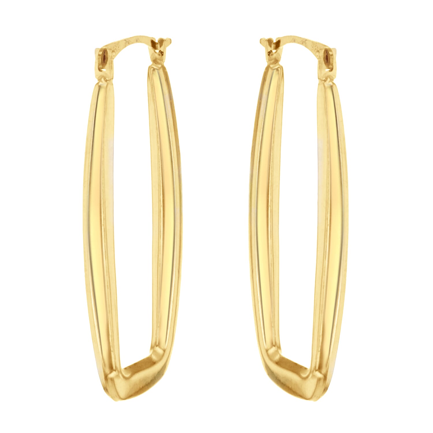 9K Yellow Gold 14mm x 32mm Rectangle Shaped Creole Earrings