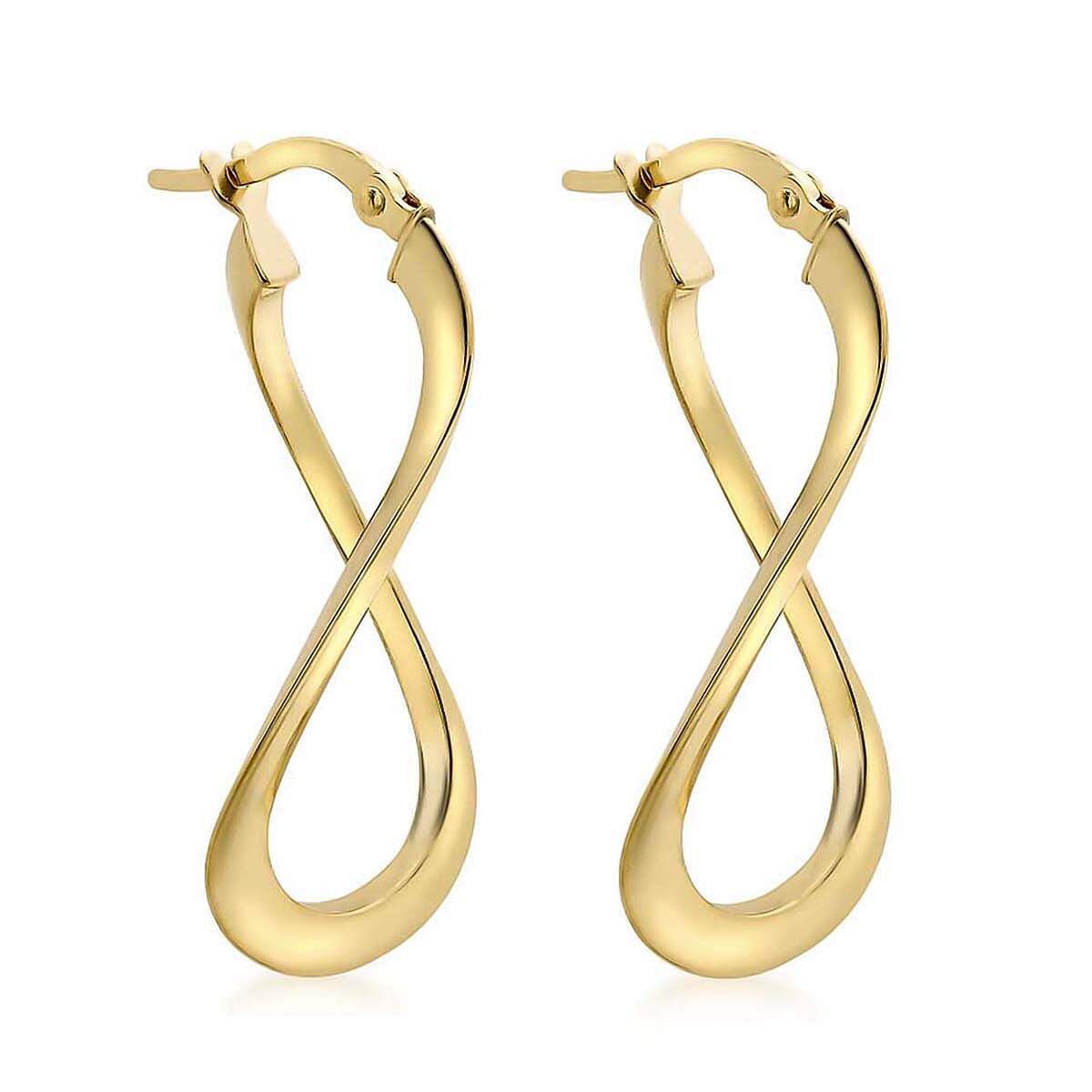 9K Yellow Gold 16mm x 32mm Figure 8 Creole Earrings