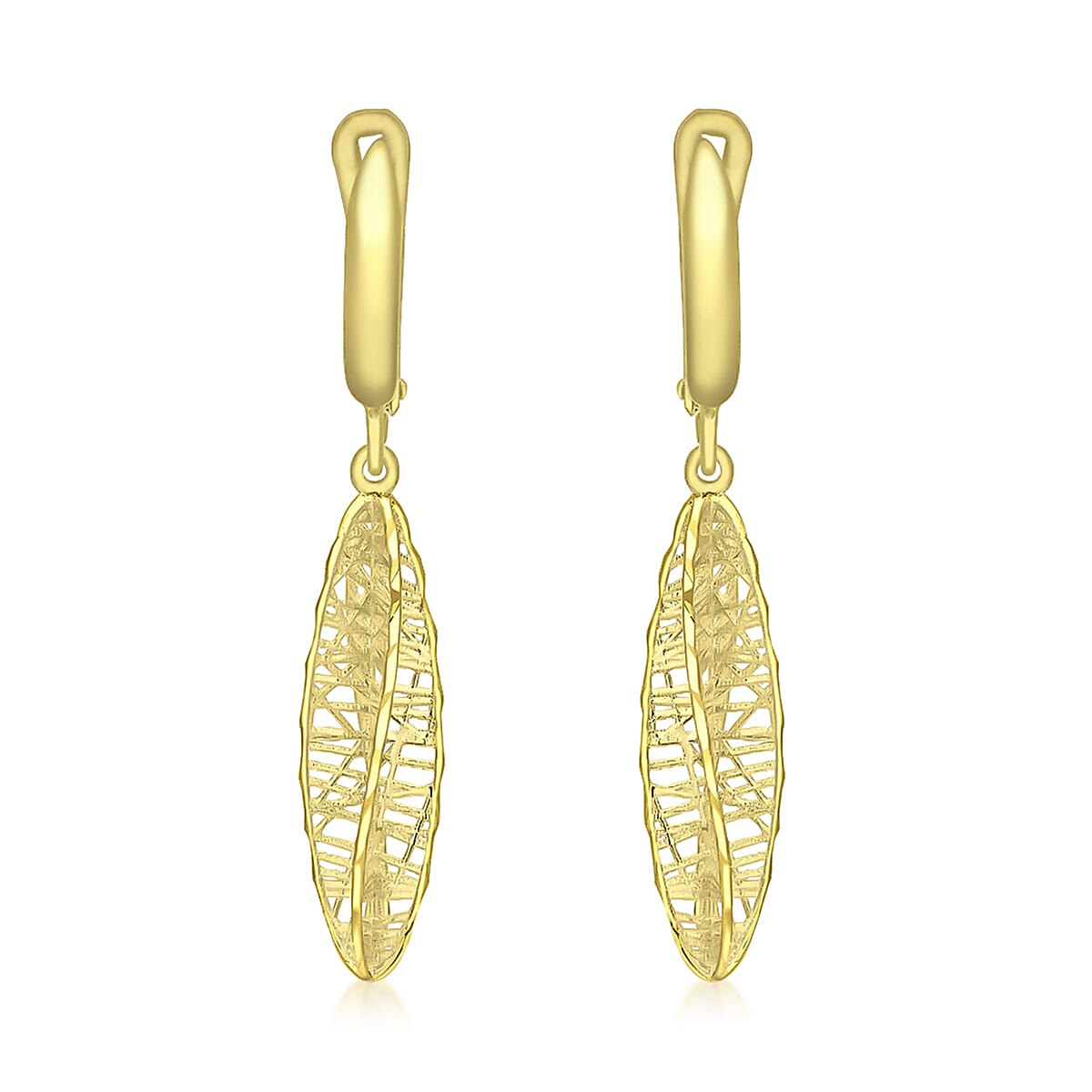 9K Yellow Gold 6mm x 35mm Twist Elliptical Teardrop Earrings
