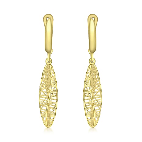 9K Yellow Gold 6mm x 35mm Twist Elliptical Teardrop Earrings