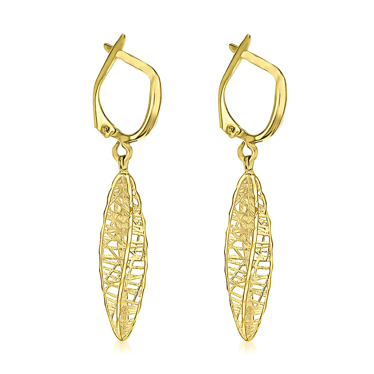9K Yellow Gold 6mm x 35mm Twist Elliptical Teardrop Earrings