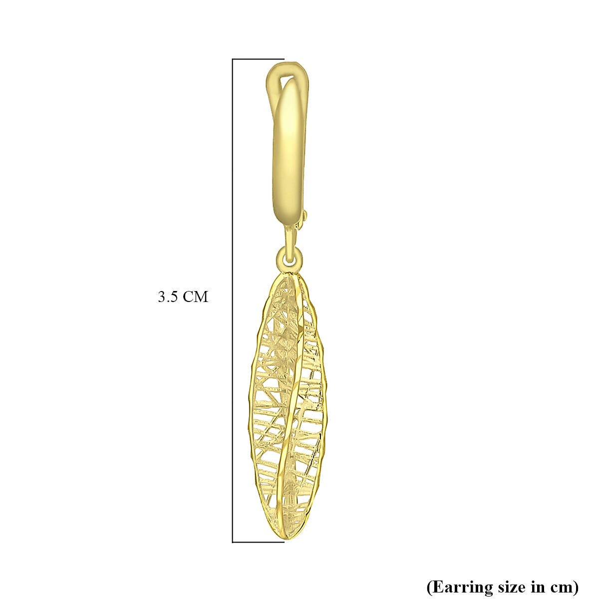9K Yellow Gold 6mm x 35mm Twist Elliptical Teardrop Earrings