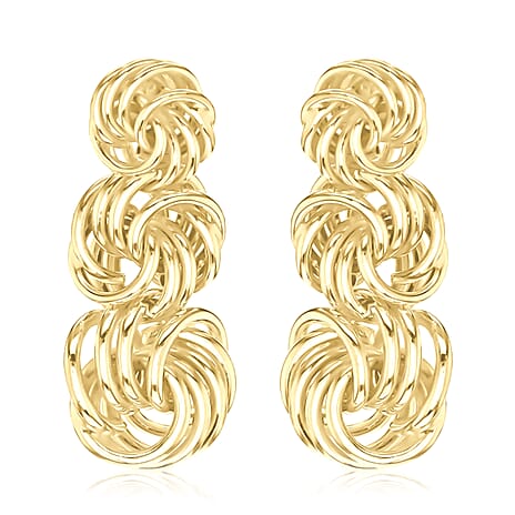 9K Yellow Gold 10mm x 22mm Graduated Knot Drop Earring