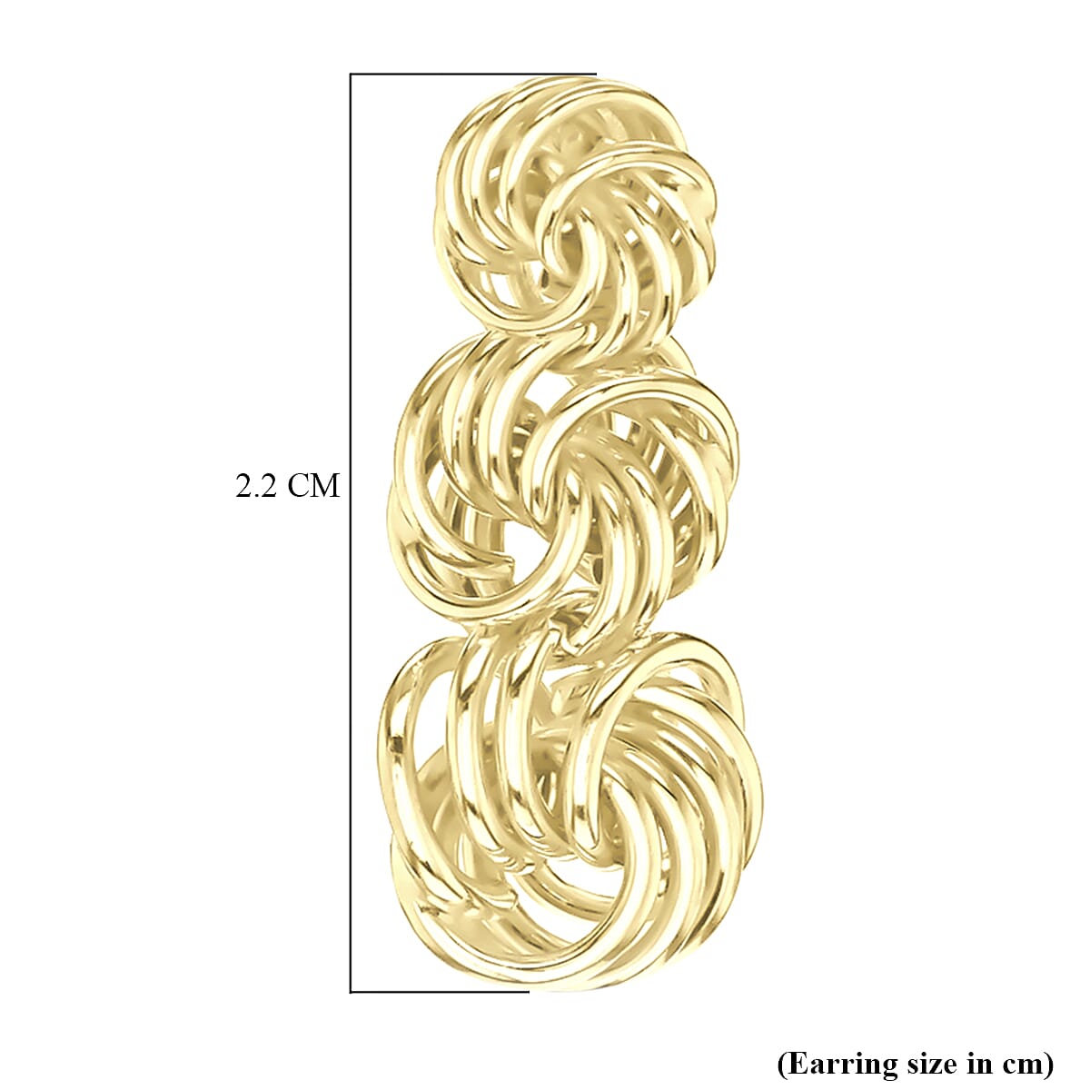 9K Yellow Gold 10mm x 22mm Graduated Knot Drop Earring