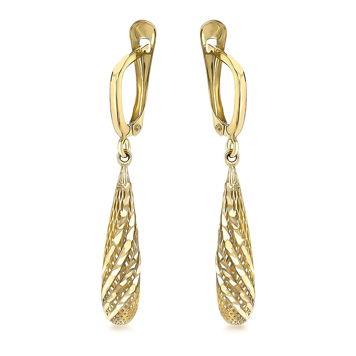 9K Yellow Gold 5.5mm x 37.5mm Teardrop Earrings