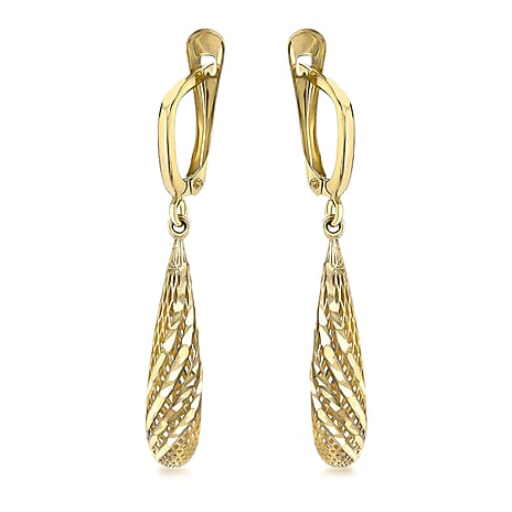 9K Yellow Gold 5.5mm x 37.5mm Teardrop Earrings