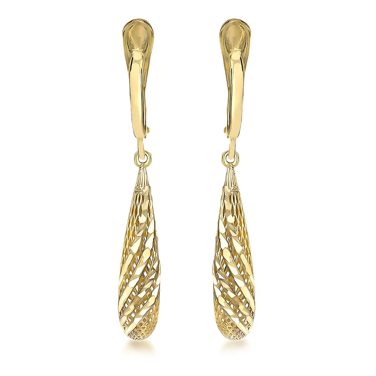 9K Yellow Gold 5.5mm x 37.5mm Teardrop Earrings