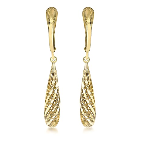 9K Yellow Gold 5.5mm x 37.5mm Teardrop Earrings