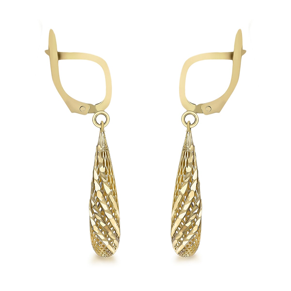 9K Yellow Gold 5.5mm x 37.5mm Teardrop Earrings