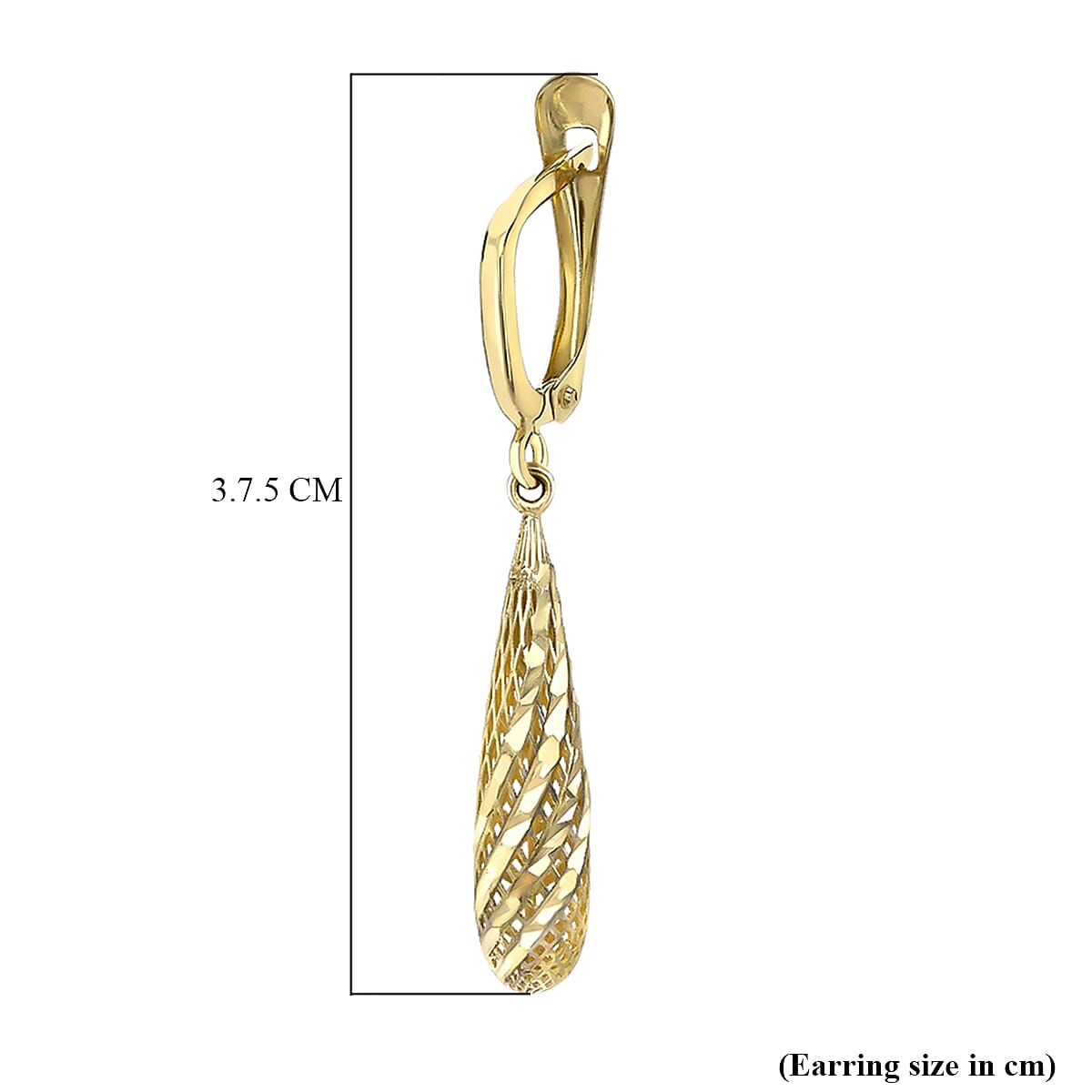 9K Yellow Gold 5.5mm x 37.5mm Teardrop Earrings