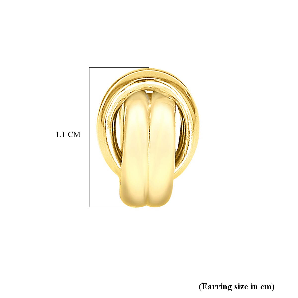 9K Yellow Gold 8mm x 11mm Knot Stud Earrings