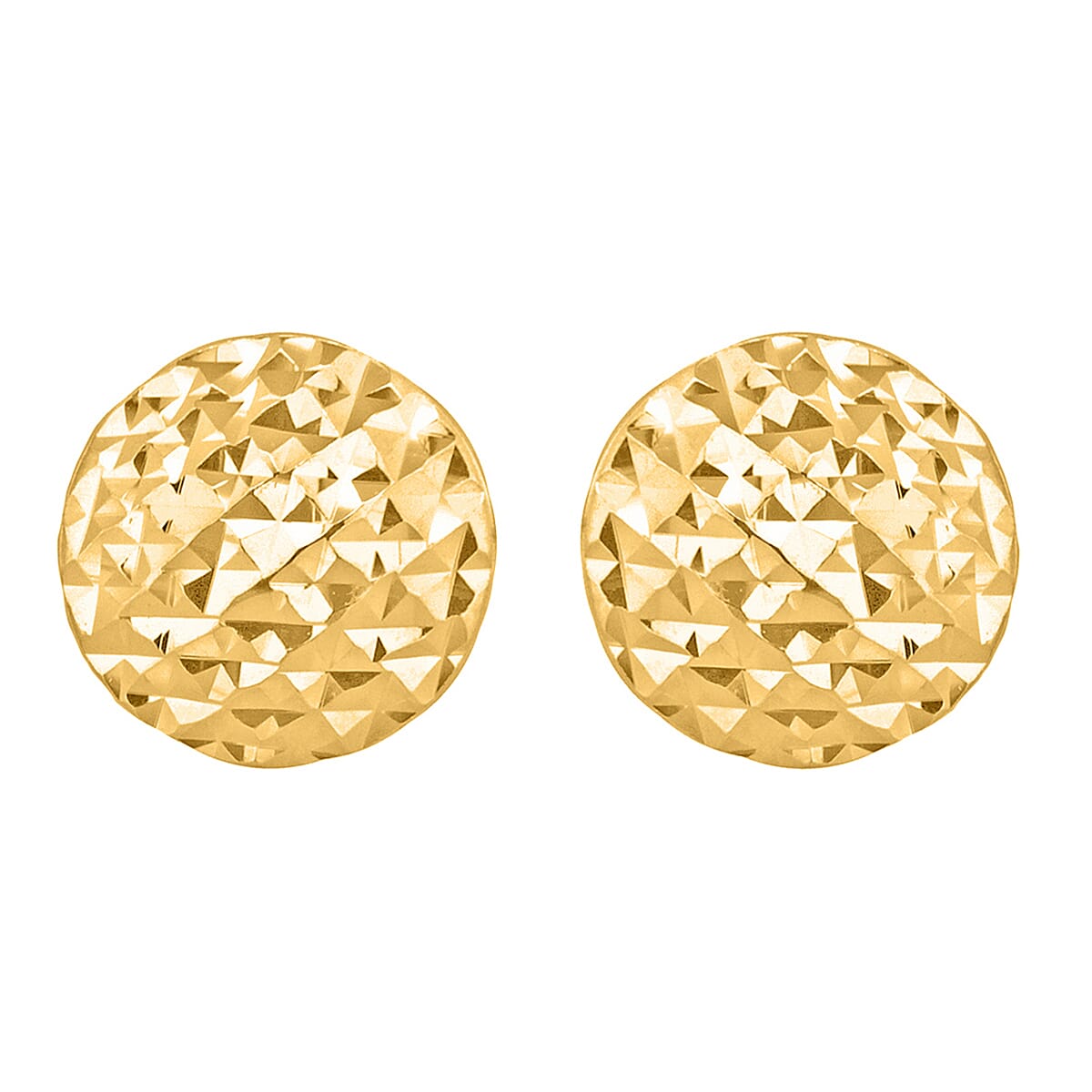 9K Yellow Gold 7.5mm Diamond Cut Pyramid Button Stud Earrings