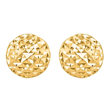 9K Yellow Gold 7.5mm Diamond Cut Pyramid Button Stud Earrings