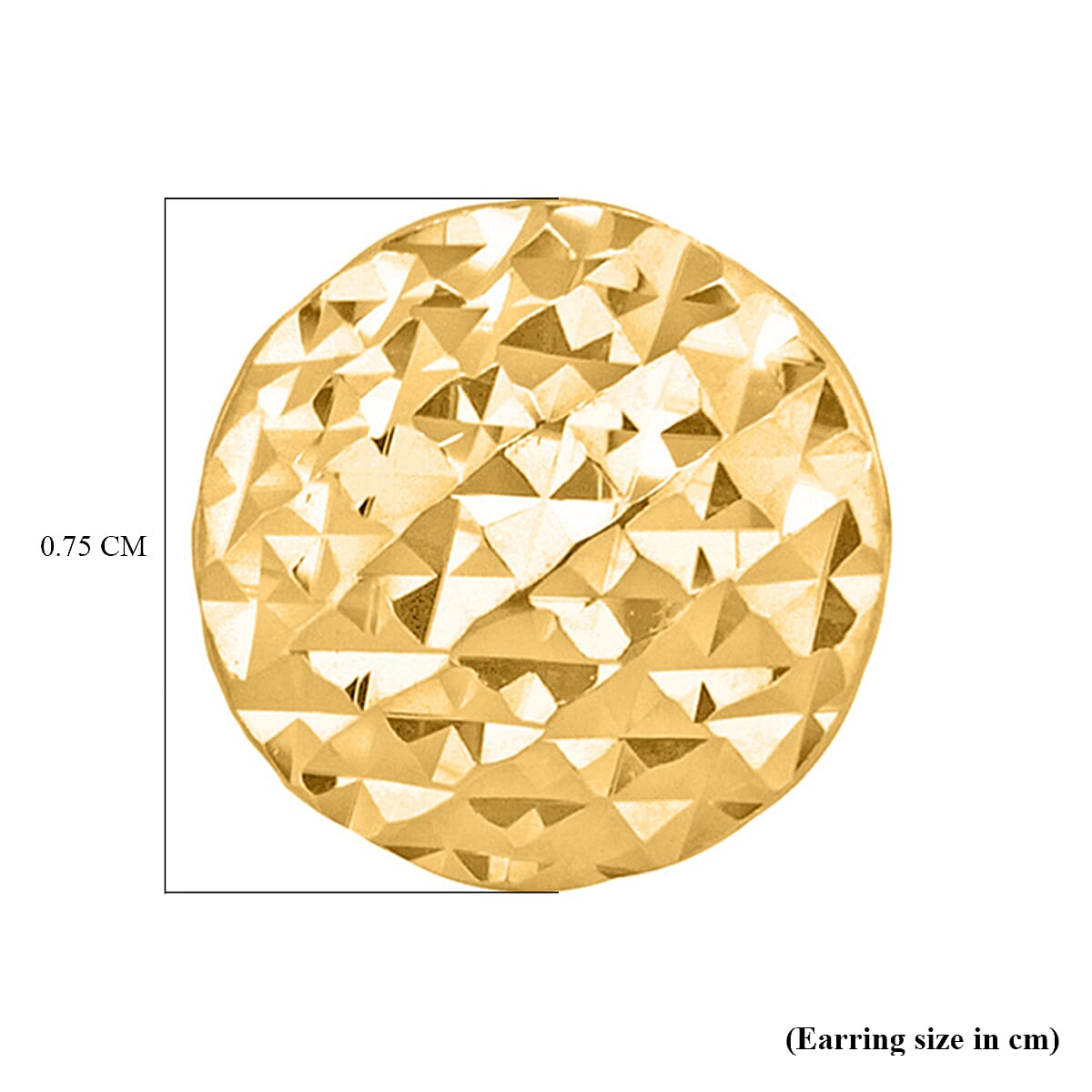 9K Yellow Gold 7.5mm Diamond Cut Pyramid Button Stud Earrings