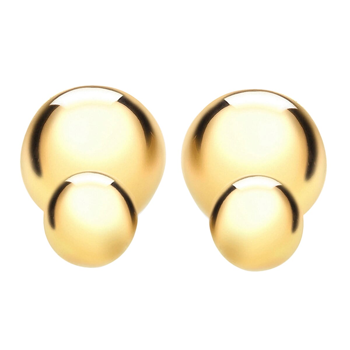9K Yellow Gold 6mm x 10mm Reversible Ball Stud Earrings
