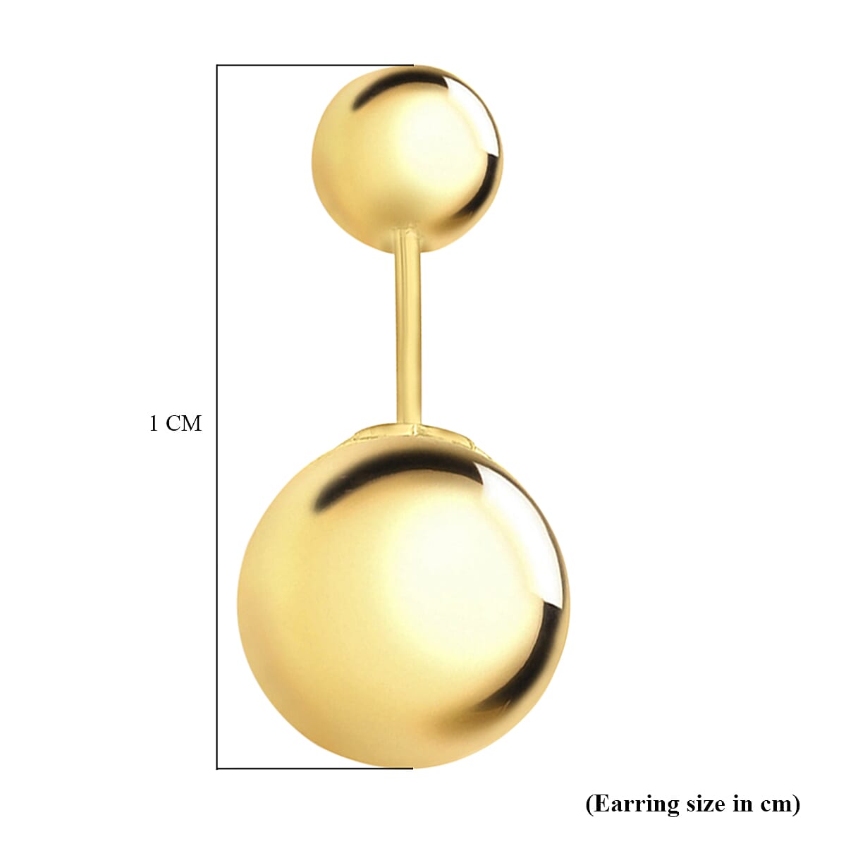 9K Yellow Gold 6mm x 10mm Reversible Ball Stud Earrings