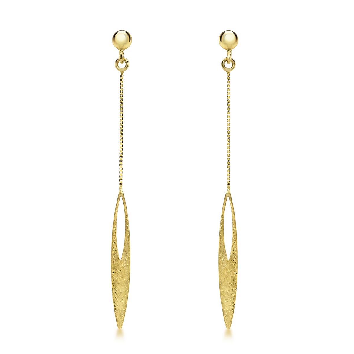 9K Yellow Gold Elliptic Drop Earrings