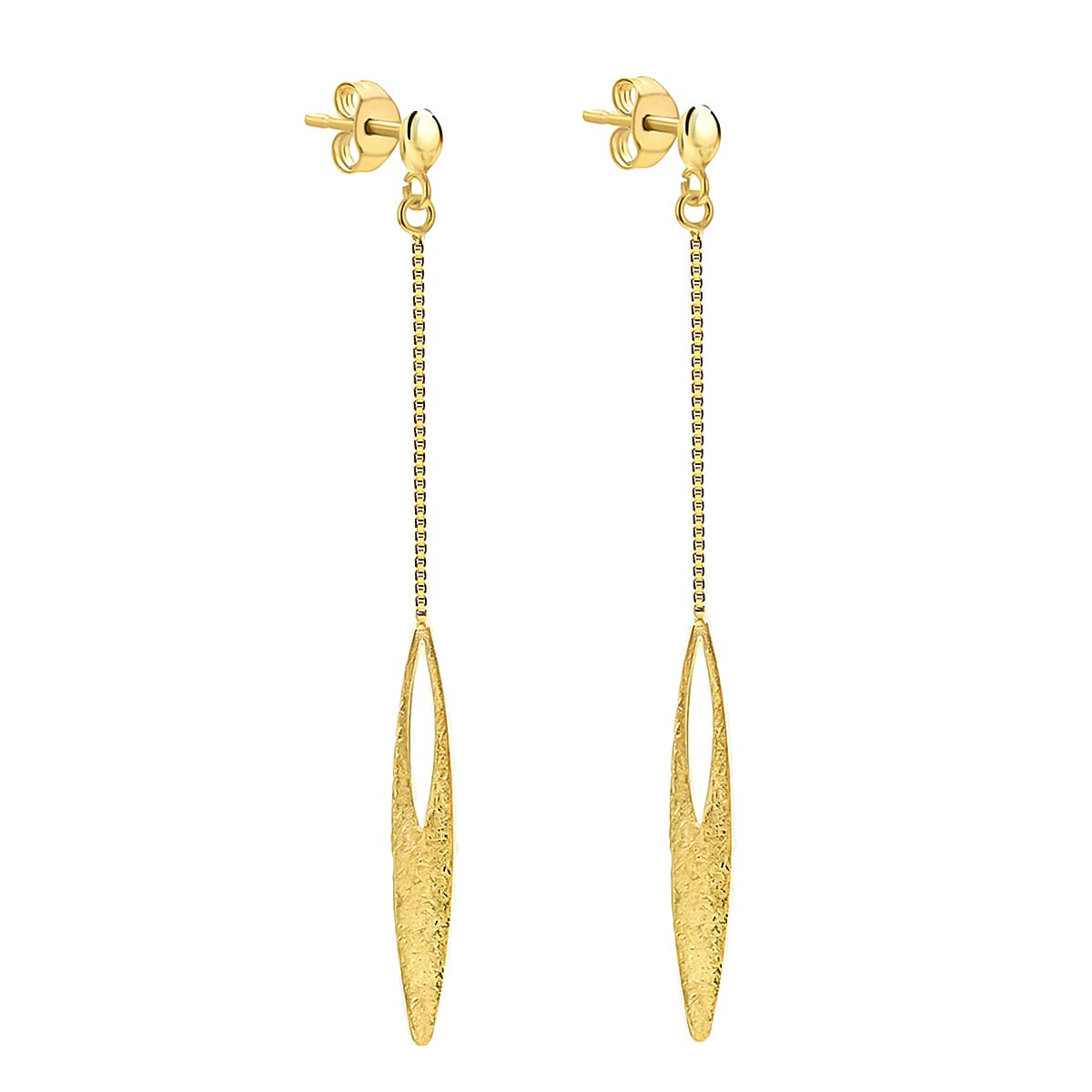 9K Yellow Gold Elliptic Drop Earrings