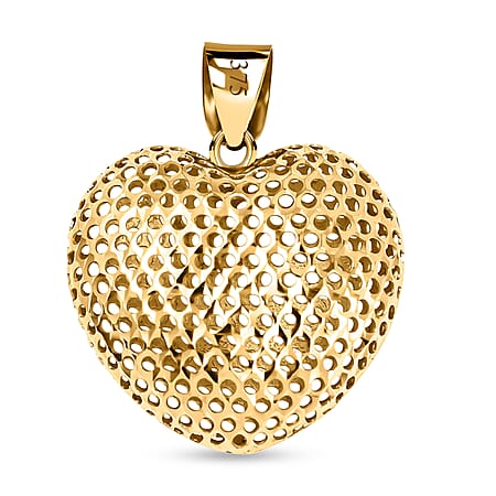9K Yellow Gold 20mm x 25.5mm Mesh Heart Pendant