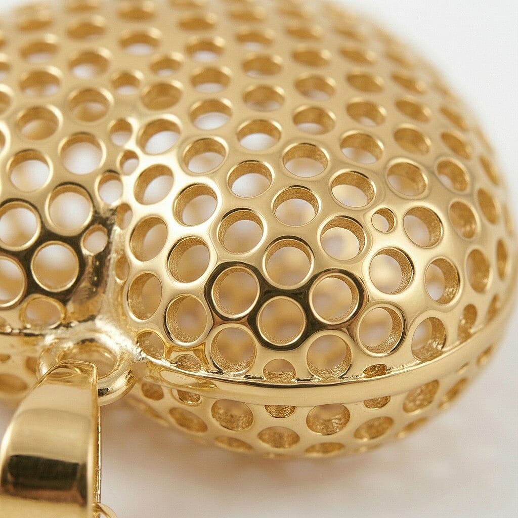 9K Yellow Gold 20mm x 25.5mm Mesh Heart Pendant