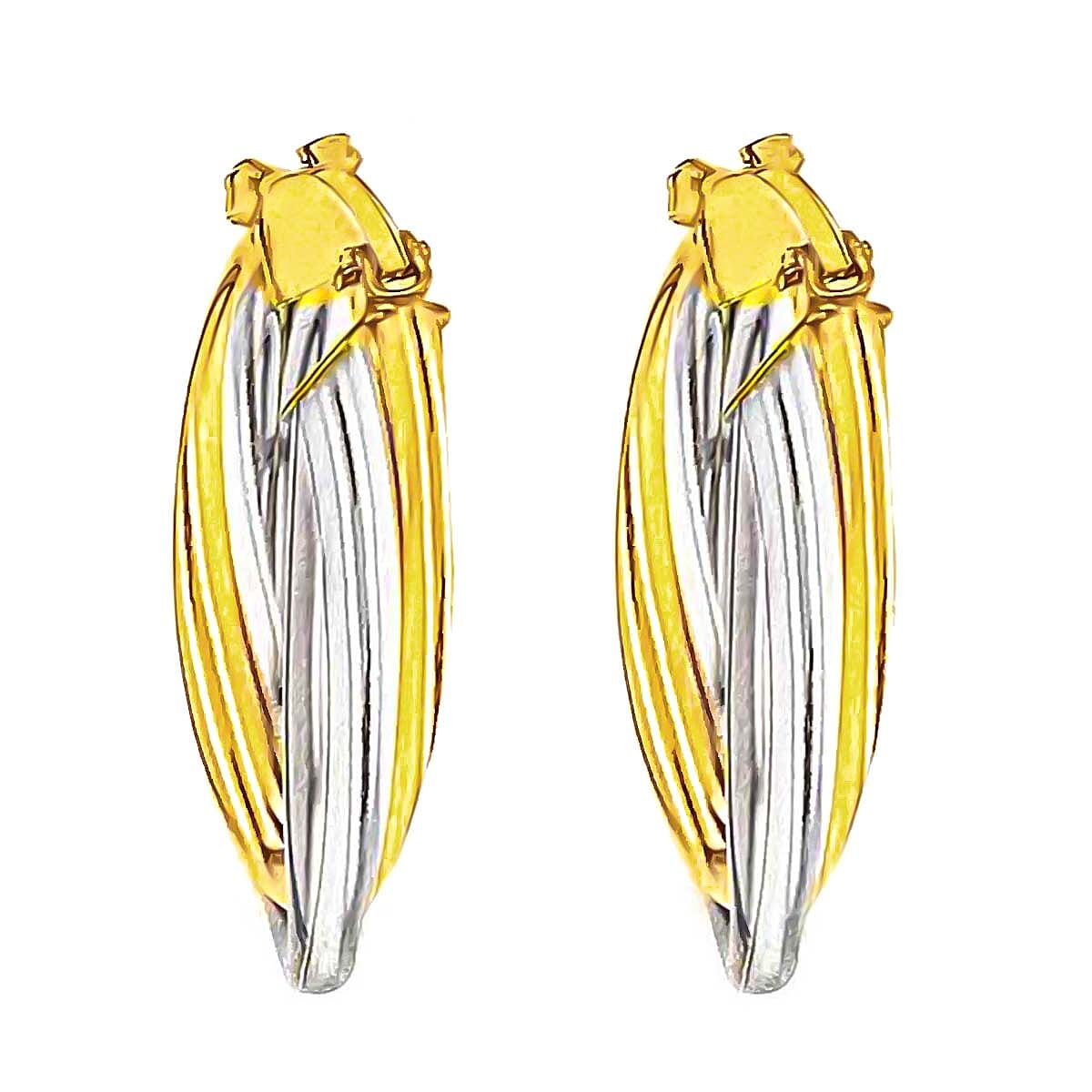 9K 2 Colour Gold 19mm Polished Crossover Hoop Creole Earrings