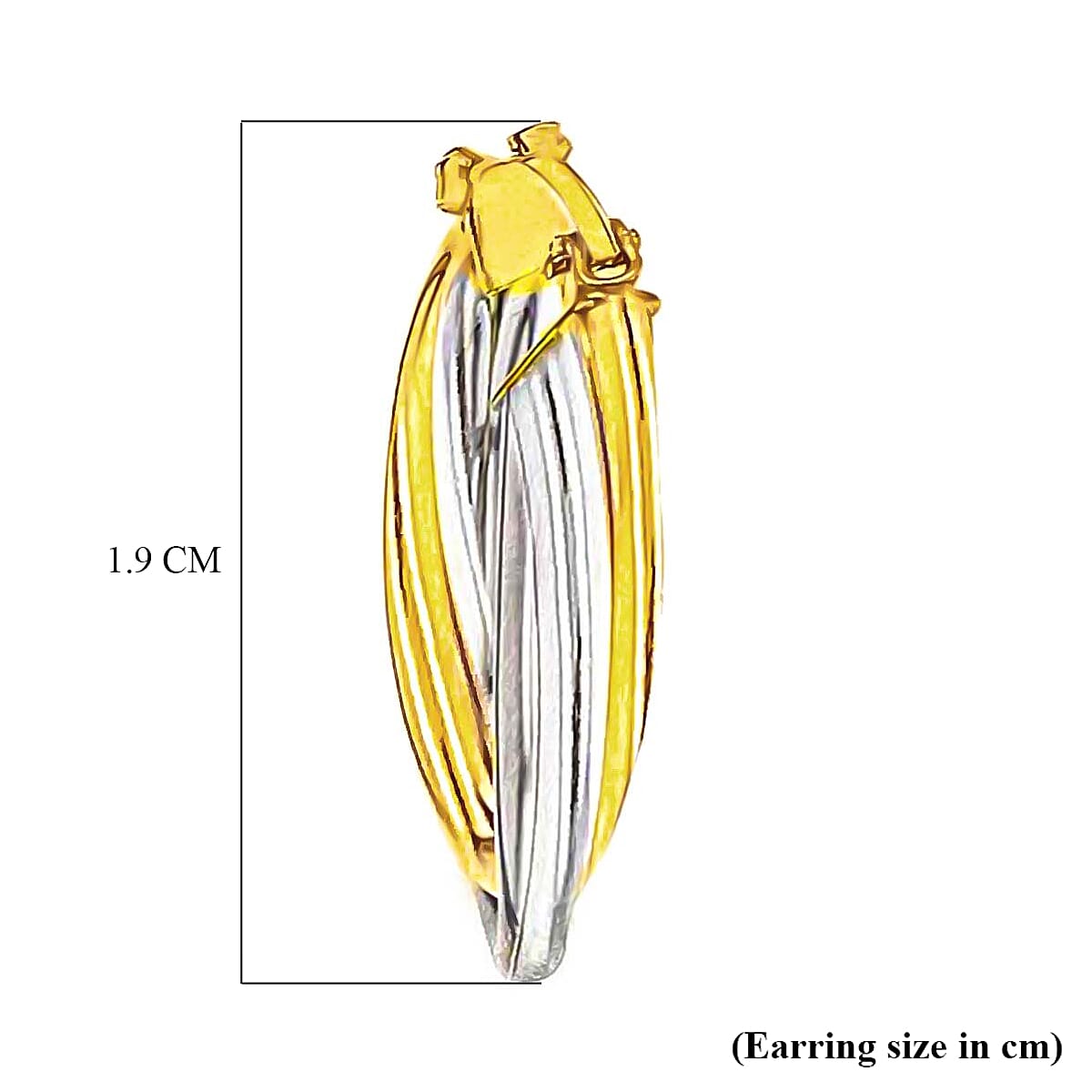 9K 2 Colour Gold 19mm Polished Crossover Hoop Creole Earrings