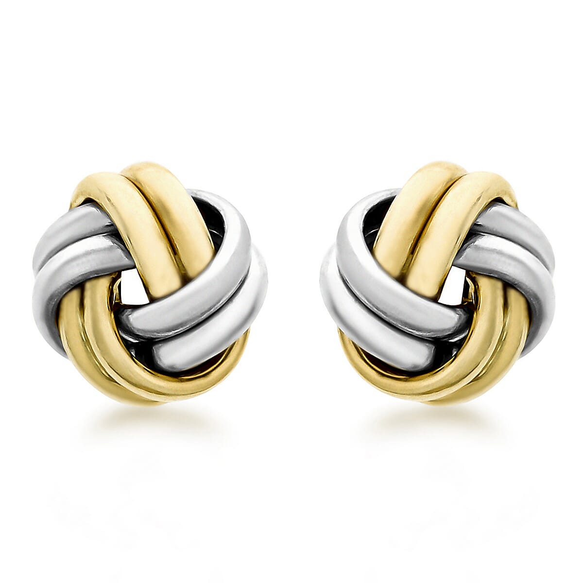 9K 2 Colour Gold 9mm Knot Stud Earrings
