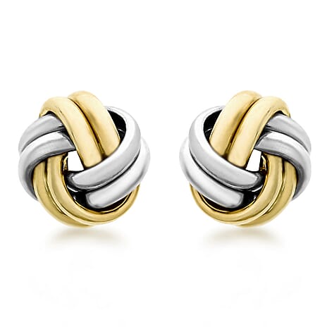 9K 2 Colour Gold 9mm Knot Stud Earrings