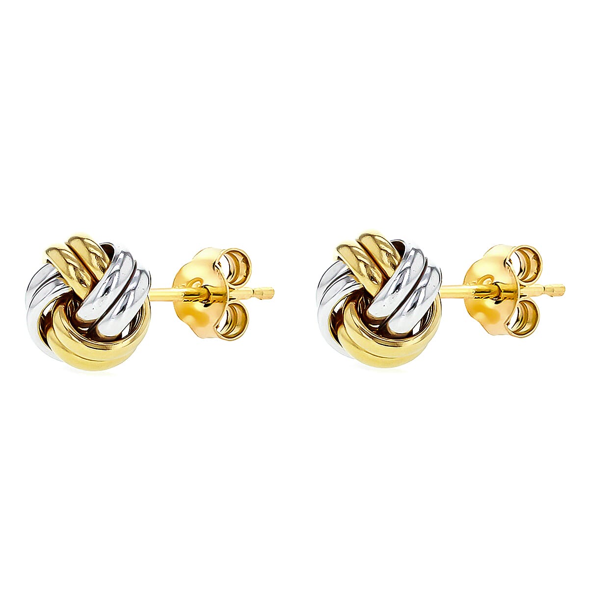 9K 2 Colour Gold 9mm Knot Stud Earrings