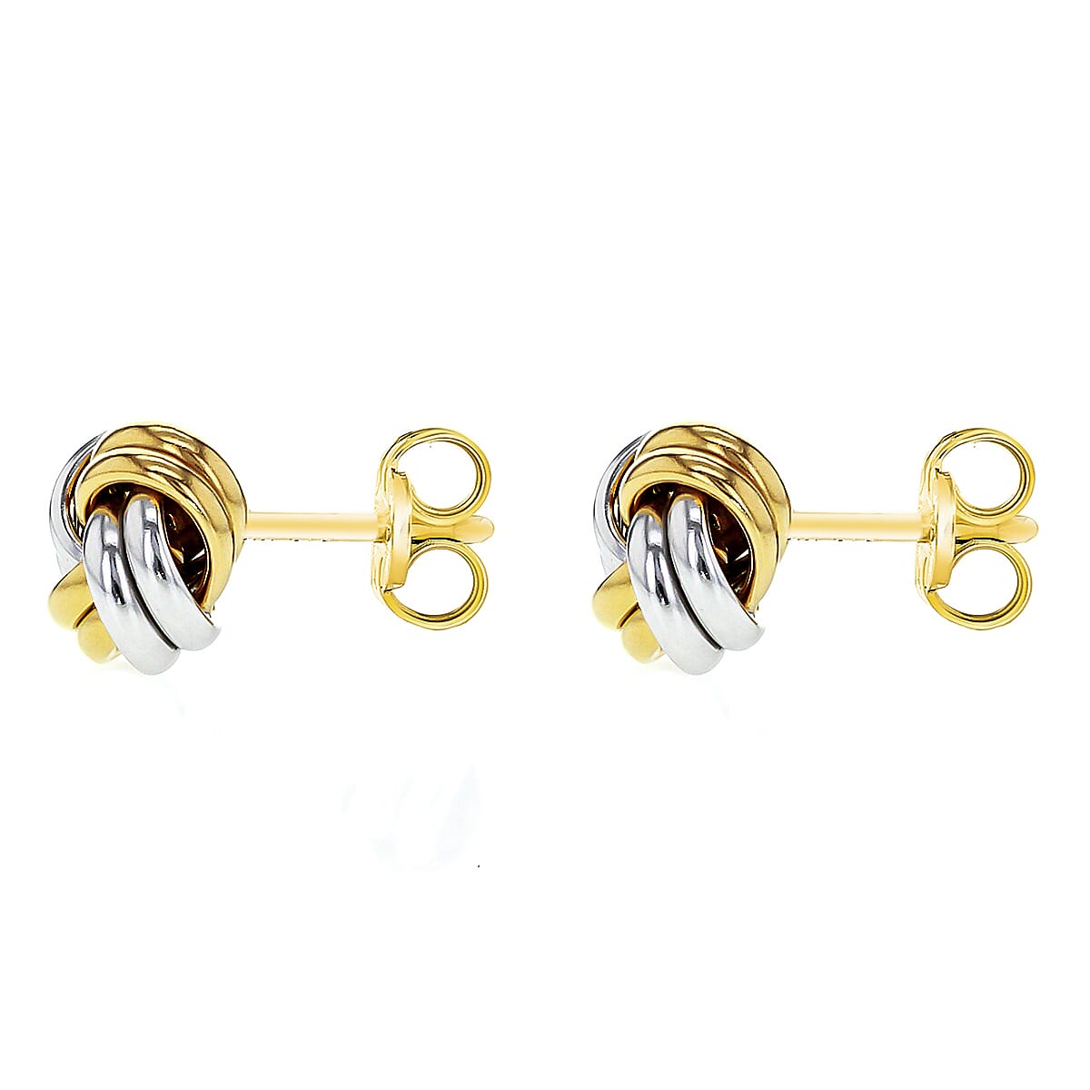 9K 2 Colour Gold 9mm Knot Stud Earrings