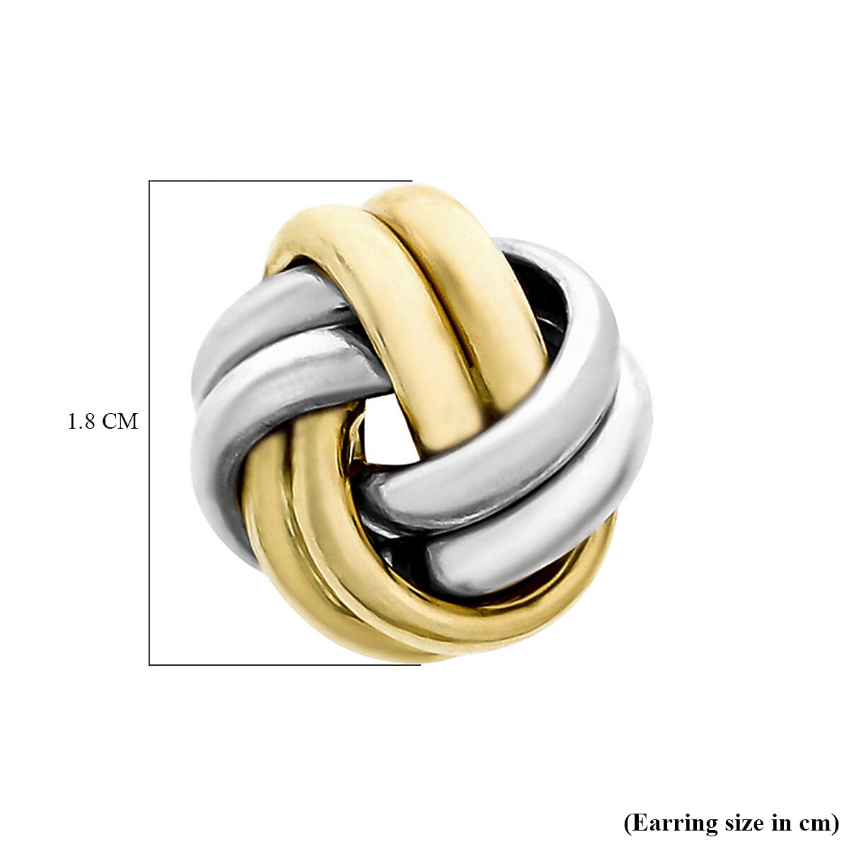 9K 2 Colour Gold 9mm Knot Stud Earrings