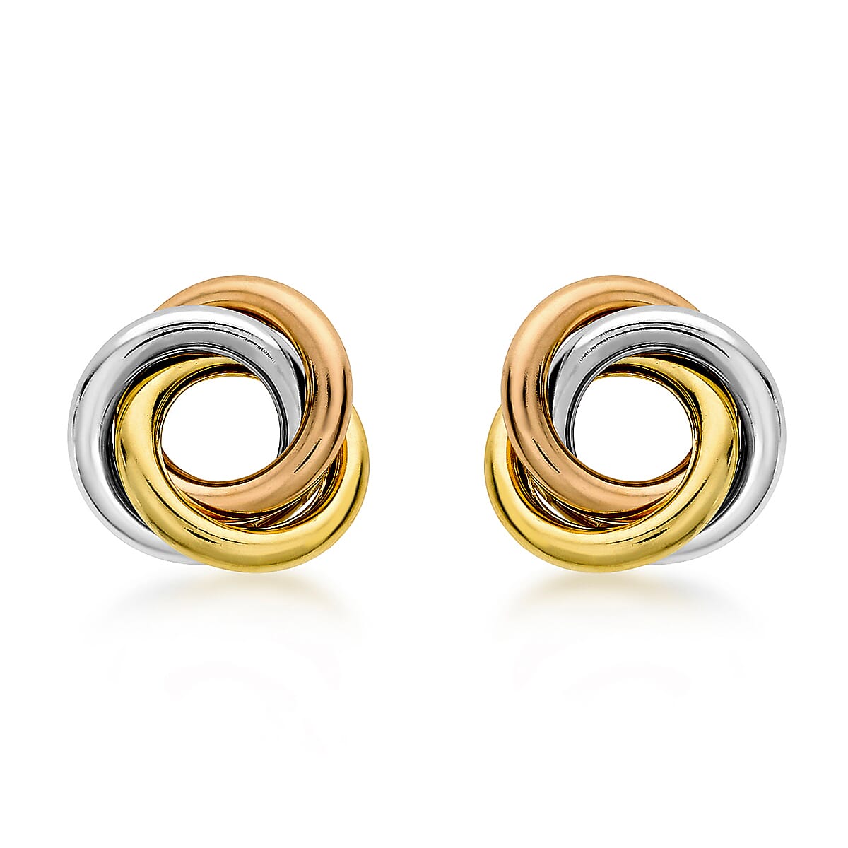 9K 3 Colour Gold 10mm Knot Stud Earrings
