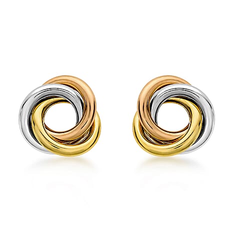 9K 3 Colour Gold 10mm Knot Stud Earrings