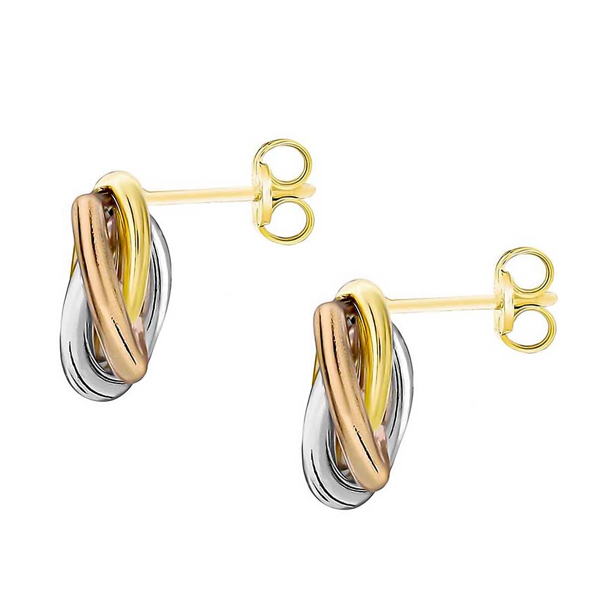 9K 3 Colour Gold 10mm Knot Stud Earrings