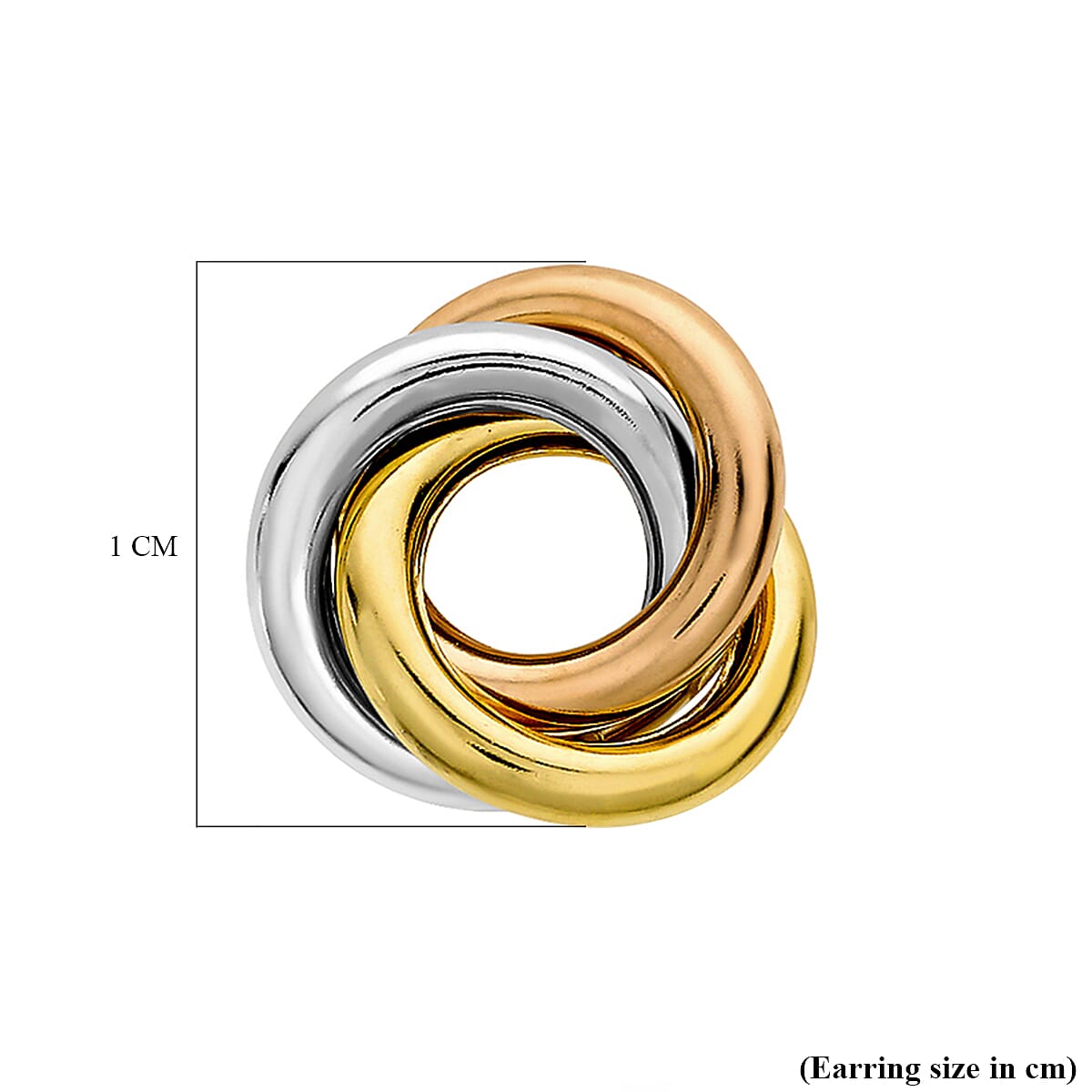 9K 3 Colour Gold 10mm Knot Stud Earrings